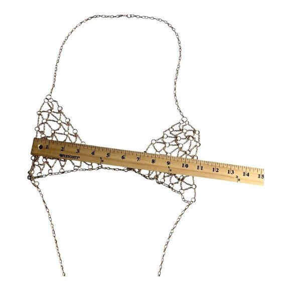 Boho Gold Tone Body Chain Bra Jewelry For Women Adjustable One Size Cup Bikini - Picture 5 of 12